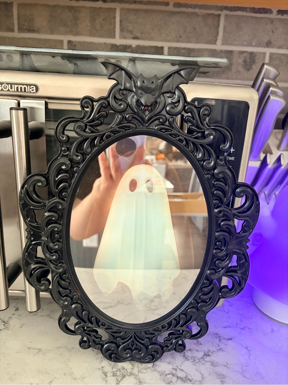 Black Gothic Bat Frame Hologram Ghost Mirror - Home Wall Decor